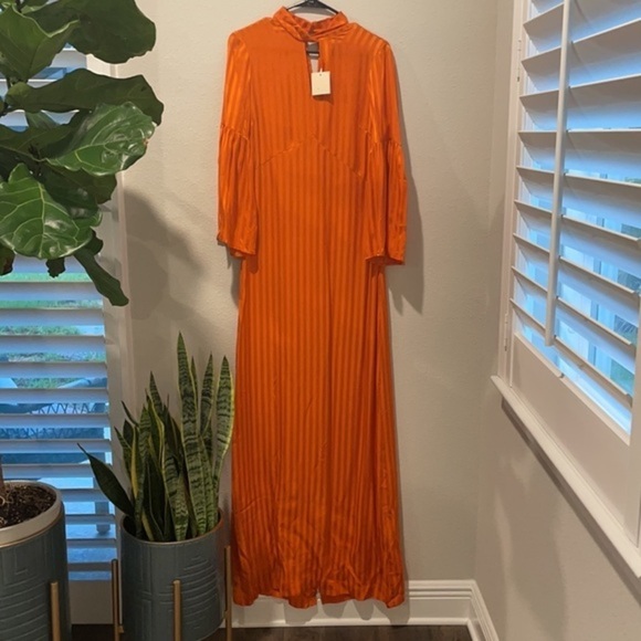 NWT Heartmade by Julie Fagerholt Silk Hylin Dress Orange - Picture 7 of 16